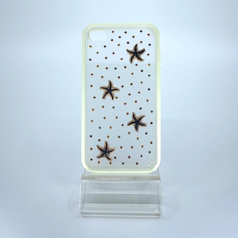 iPhone 4, 4s TPU + PC case. Unique. Handmade. Gold rhinestones.